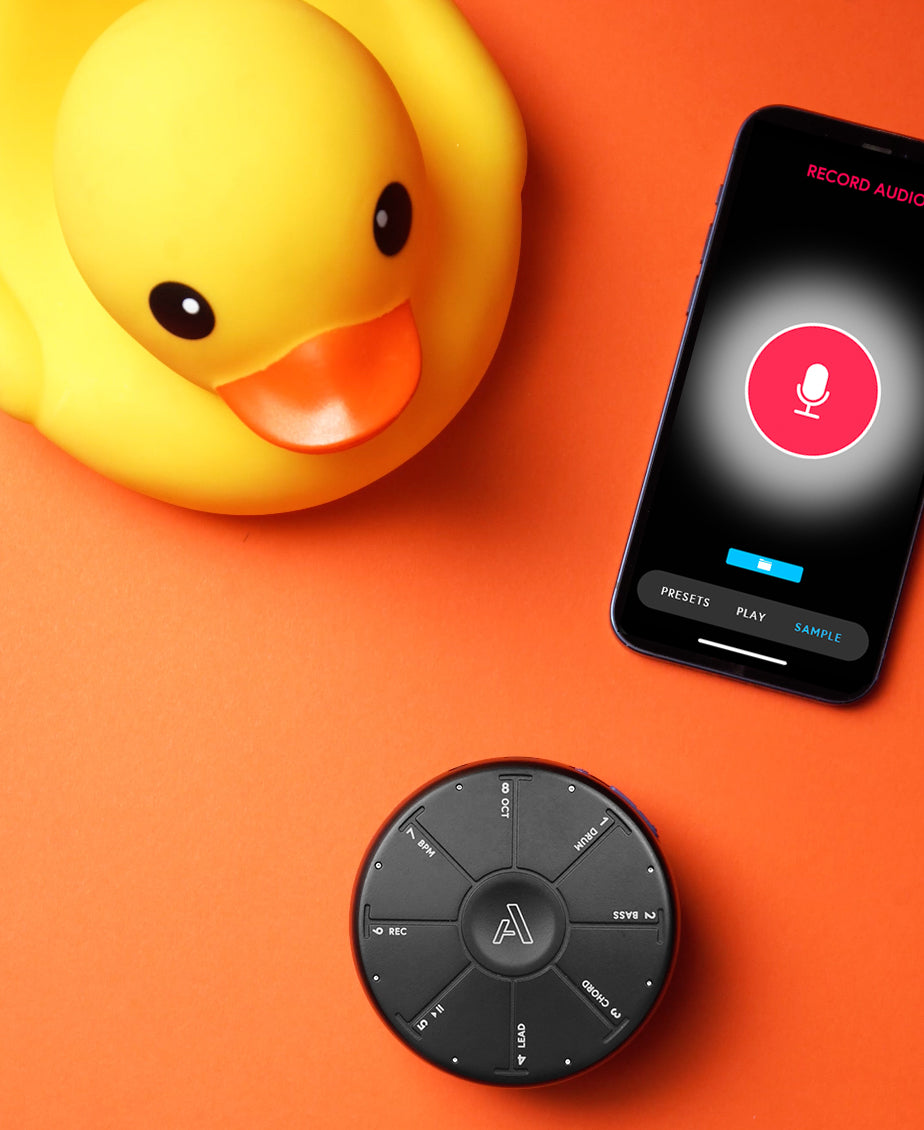 Sampling a rubber duck using the Artiphon Connect app with an Orba by Artiphon