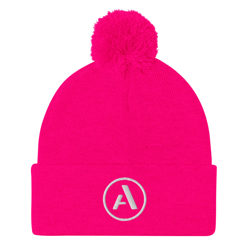 Artiphon A Logo Pom-Pom Beanie Front Neon Pink